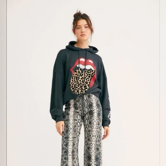 Free People X Daydreamer Rolling Stones Flocked Hoodie - Picture 2 of 8